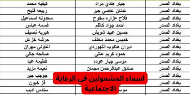 اسماء المشمولين في الرعاية الاجتماعية 2023 الوجبة الأخيرة